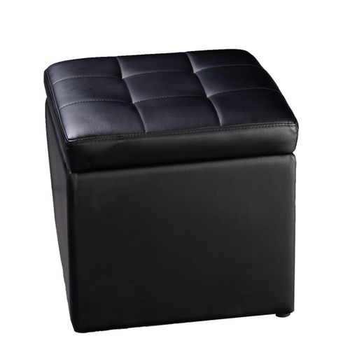 Tabouret Pouf Coffre Boîte De Rangement Repose-pied Ottoman Espace De Stockage Cuir Pu