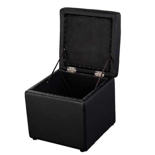 Tabouret Pouf Coffre Boîte De Rangement Repose-pied Ottoman Espace De Stockage Cuir Pu