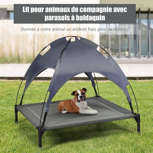 Lit Pour Chien Sur Pieds Cadre En Acier Robuste Utilisable à L'intérieur Et L'extérieur