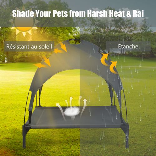 Lit Pour Chien Sur Pieds Cadre En Acier Robuste Utilisable à L'intérieur Et L'extérieur