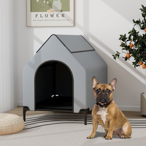 Niche Surélevée De 91 Cm Pour Petits Chiens Fenêtre Ventilée Housse Amovible Intérieur Extérieur