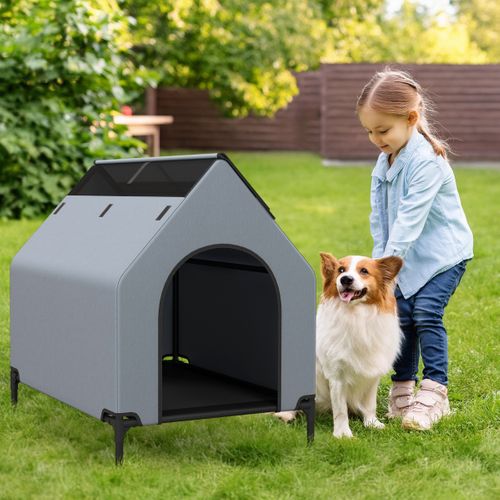 Niche Surélevée De 91 Cm Pour Petits Chiens Fenêtre Ventilée Housse Amovible Intérieur Extérieur