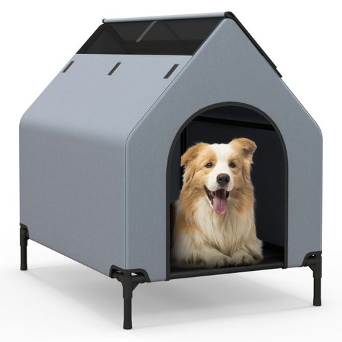 Niche Surélevée De 91 Cm Pour Petits Chiens Fenêtre Ventilée Housse Amovible Intérieur Extérieur