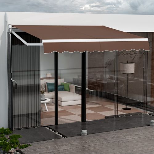Store Banne Auvent Rétractable Manuel 295x250cm Angle Ajustable 40°-100° Sans Perçage Pour Balcon