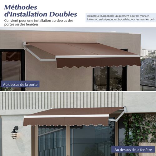 Store Banne Auvent Rétractable Manuel 295x250cm Angle Ajustable 40°-100° Sans Perçage Pour Balcon