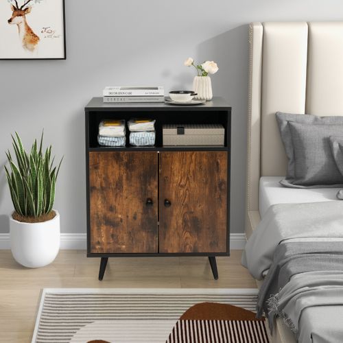 Bac à Litière, Maison De Toilette Pour Chat à Double Portes 60x45x75 Cm Meuble/2 Niveaux