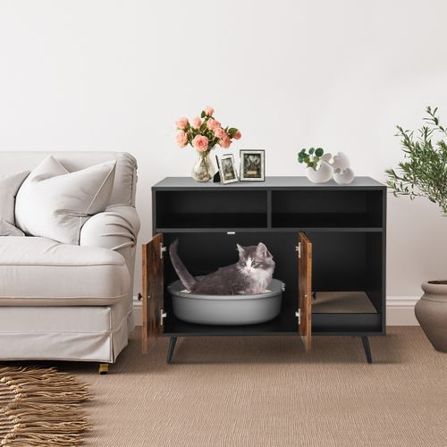 Bac à Litière, Maison De Toilette Pour Chat Industriel Avec Griffoir 90x50x70cm Avec 2 Portes