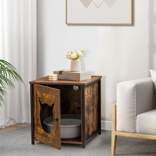 Bac à Litière, Maison De Toilette Pour Chat Cadre En Métal Antirouille Industriel 50x53x55 Cm