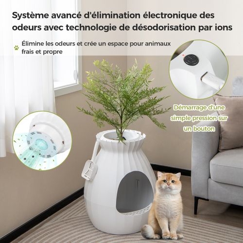 Bac à Litière Maison De Toilette Pour Chat 63l, Désodorisation Désinfection Intelligentes