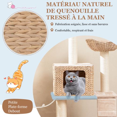 Arbre à Chat Tour En Forme De Quenouille De 122 Cm Poteaux à Gratter En Sisal Perchoir Condo