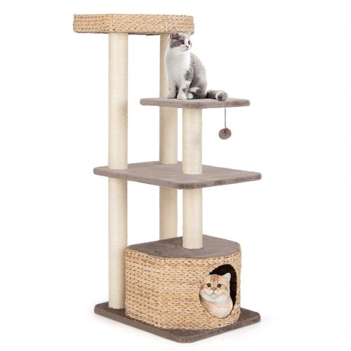 Arbre à Chat Tour Pour Chat En Quenouille De 131 Cm Poteaux à Gratter En Sisal Perchoir Condo