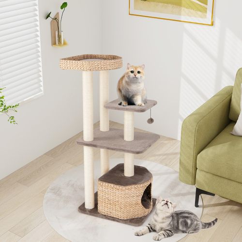 Arbre à Chat Tour Pour Chat En Quenouille De 131 Cm Poteaux à Gratter En Sisal Perchoir Condo