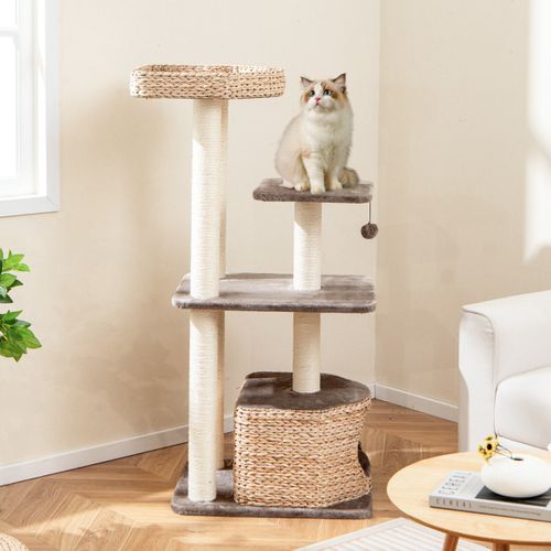 Arbre à Chat Tour Pour Chat En Quenouille De 131 Cm Poteaux à Gratter En Sisal Perchoir Condo