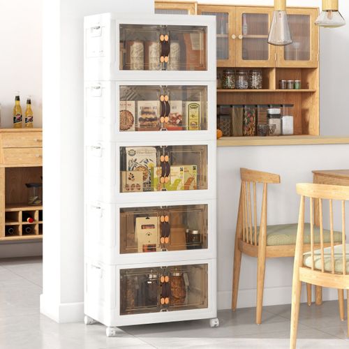 Lot De 5 Boîtes De Rangement Bacs De Rangement Empilables De 316 L Avec Roues Verrouillables