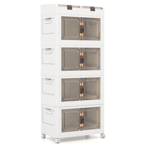 Lot De 4 Boîtes De Rangement Bacs De Rangement Pliables De 210l Avec Couvercles Empilables