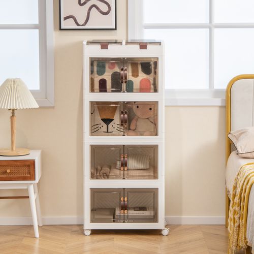 Lot De 4 Boîtes De Rangement Bacs De Rangement Pliables De 210l Avec Couvercles Empilables