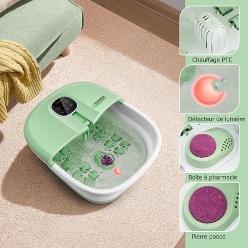 Masseur Pieds Bain De Pieds Massant Pliable Lumière Rouge Température Réglable Avec Télécommande
