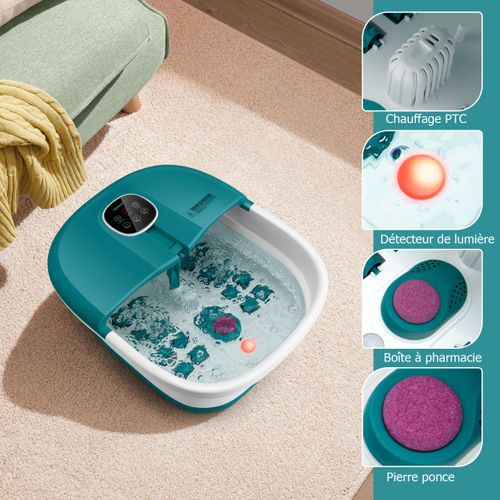 Masseur Pieds Bain De Pieds Massant Pliable Lumière Rouge Température Réglable Avec Télécommande