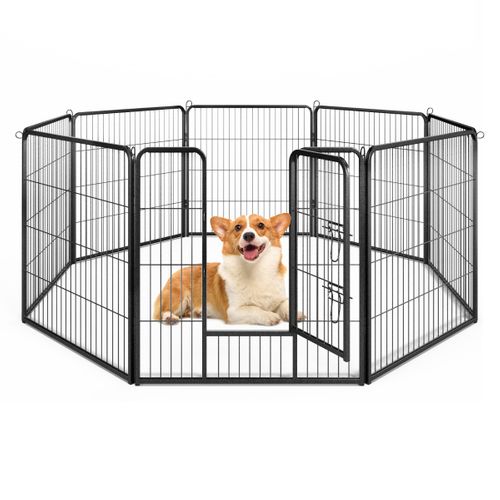 Enclos Pour Chiens 8 Panneaux Hauteur De 80cm Pour Petits Animaux Parc Portable Pliable
