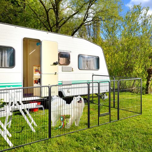 Enclos Pour Chiens 8 Panneaux Hauteur De 80cm Pour Petits Animaux Parc Portable Pliable