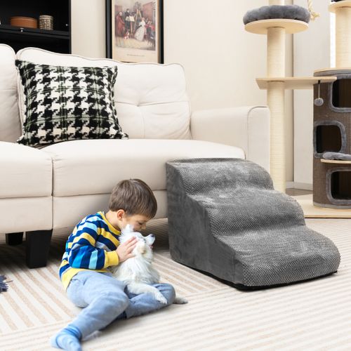 Escalier Pour Animaux à 3 Marches En Mousse Haute Densité Rampe Pour Chien/chat