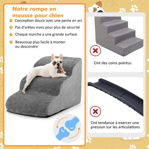 Escalier Pour Animaux à 3 Marches En Mousse Haute Densité Rampe Pour Chien/chat