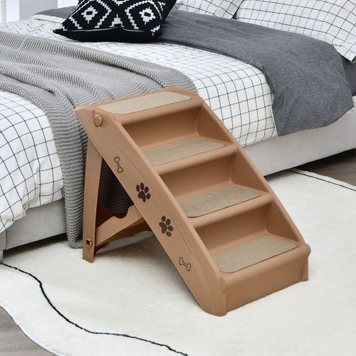 Escalier Pour Chien Pliant à 4 Marches En Plastique Charge 60kg 64 X 39 X 49 Cm Feutre Doux