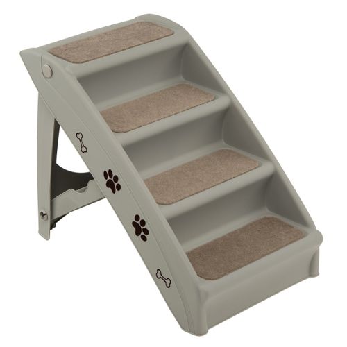 Escalier Pour Chien Pliant à 4 Marches En Plastique Charge 60kg 64 X 39 X 49 Cm Feutre Doux