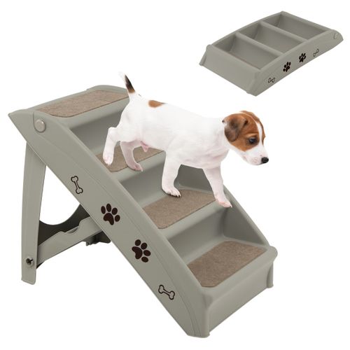 Escalier Pour Chien Pliant à 4 Marches En Plastique Charge 60kg 64 X 39 X 49 Cm Feutre Doux
