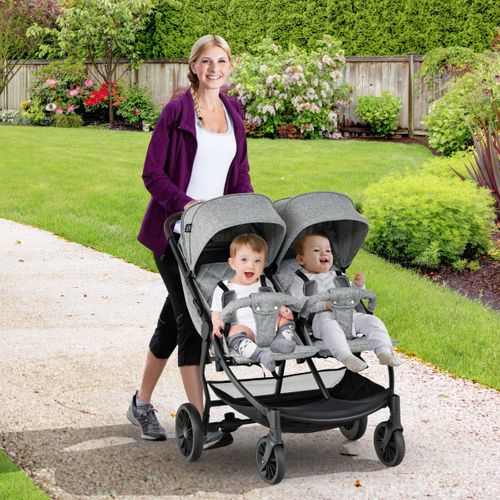 Poussette Double Pliante Pour Bébé 0 à 3 Ans Charge 15kg Poussette Côte à Côte Avec Dossier