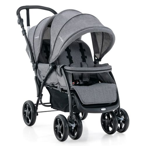 Poussette Double Pliante Pour Bébé Avec Siège Et Auvent Tandem Ceinture De Sécurité à 5 Points