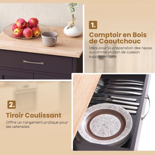 Desserte à Roulettes, Chariot De Cuisine à Roulettes Chariot De Service Mobile Tiroir