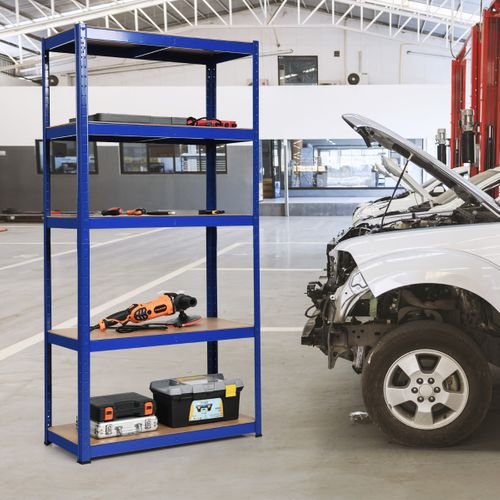 Etagère De Garage à 5 Niveaux Charge Max.175kg Etagère Ajustable 90 X 40 X 180cm Bleu