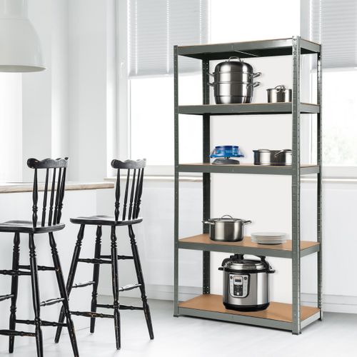 Etagère De Garage à 5 Niveaux Charge Max.175kg Etagère Ajustable 90 X 40 X 180cm Gris