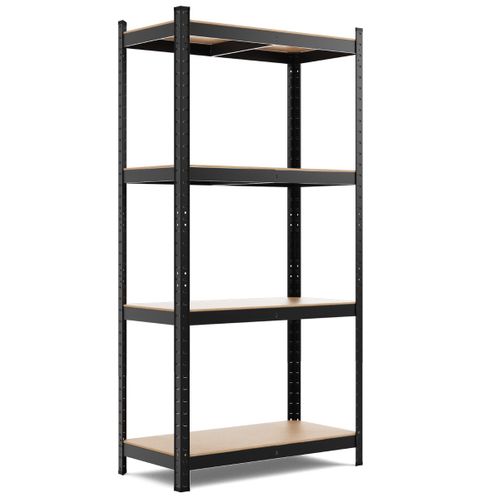 Etagère De Rangement à 4 Niveaux Stockage Rayonnage D’atelier En Acier Et Mdf 40x80x160cm Noir