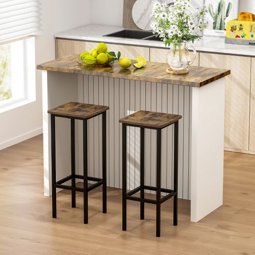Lot De 4 Tabourets De Bar De 72 Cm De Haut Sans Dossier Avec Pieds En Métal Repose-pieds