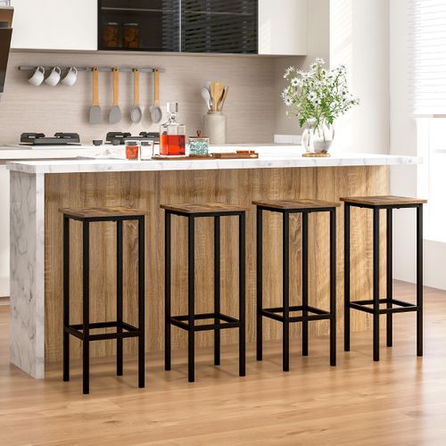 Lot De 4 Tabourets De Bar De 72 Cm De Haut Sans Dossier Avec Pieds En Métal Repose-pieds