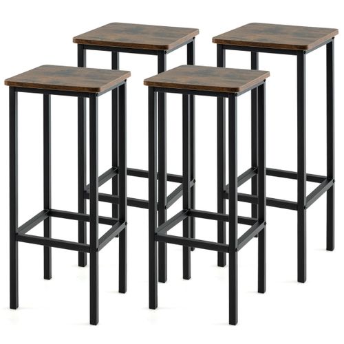 Lot De 4 Tabourets De Bar De 72 Cm De Haut Sans Dossier Avec Pieds En Métal Repose-pieds