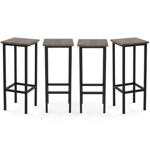 Lot De 4 Tabourets De Bar De 72 Cm De Haut Sans Dossier Avec Pieds En Métal Repose-pieds