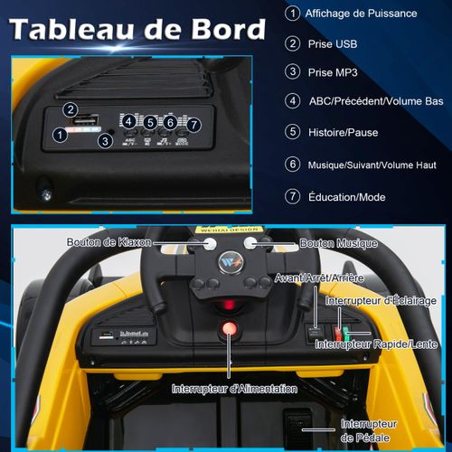 Voiture Électrique 12 V Pour Enfants Télécommande Musique Lumières Pour Enfants De 3 à 7 Ans