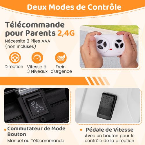 Voiture Électrique 12v Enfants Avec Télécommande Affichage Batterie Roues à Bande De Roulement