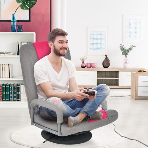 Fauteuil Relax, Fauteuil Pliable De Sol Dossier Réglable Sur 6 Positions Et Base Pivotante Rose