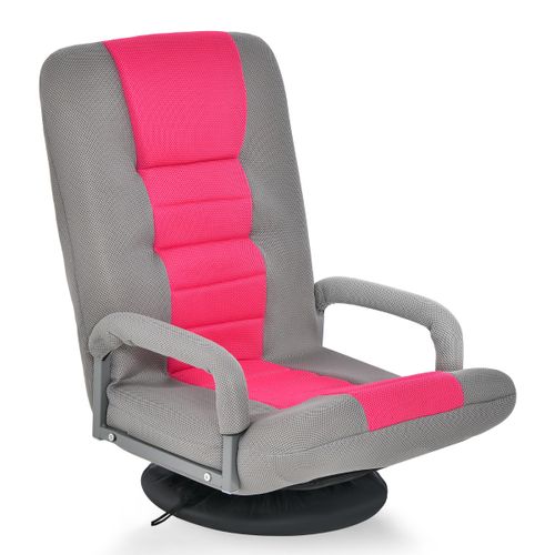 Fauteuil Relax, Fauteuil Pliable De Sol Dossier Réglable Sur 6 Positions Et Base Pivotante Rose