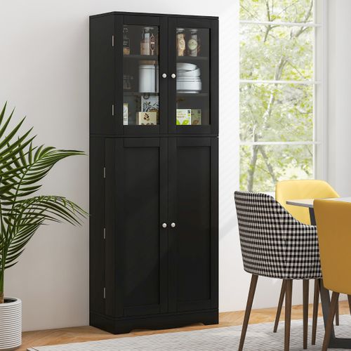 Vitrine, Buffet, Meuble De Rangement Avec 4 Portes Multi-rangement 60x31,5x161,5cm Noir