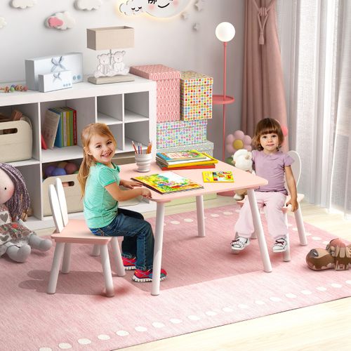 Ensemble De Table Enfant Et 2 Chaises Ergonomiques Pour 3-6 Ans Pour Jouer Dessiner Manger Rose