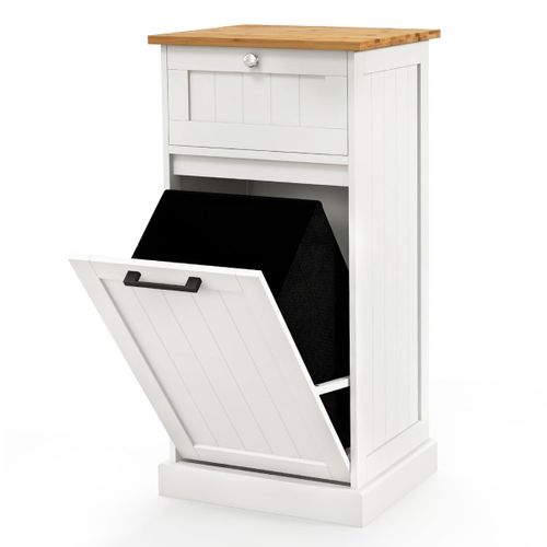 Panier à Linge, Armoire à Linge Inclinable Avec 1 Tiroir 40 X 37 X 82 Cm Blanc