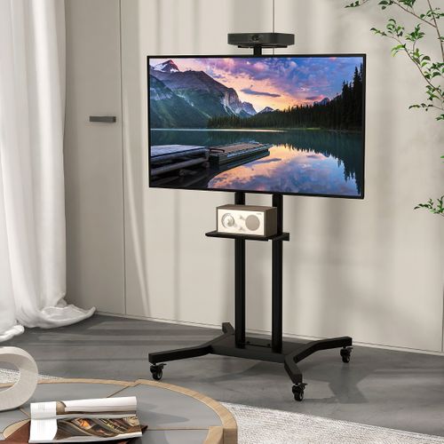 Support TV Sur Pied Mobile Pour Téléviseurs Plats Et Incurvés 32"-70" Chariot TV à Roulettes
