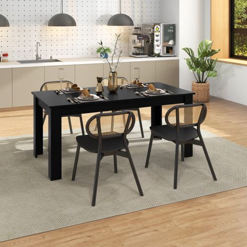 Table De Salle à Manger Moderne Rectangulaire Pour 6-8 Personnes 160x80x76cm Noir