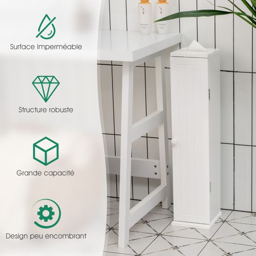 Tablette Pour Salle De Bain, Porte-papier Sur Pied à 5 Niveaux 16x17x69cm Blanc