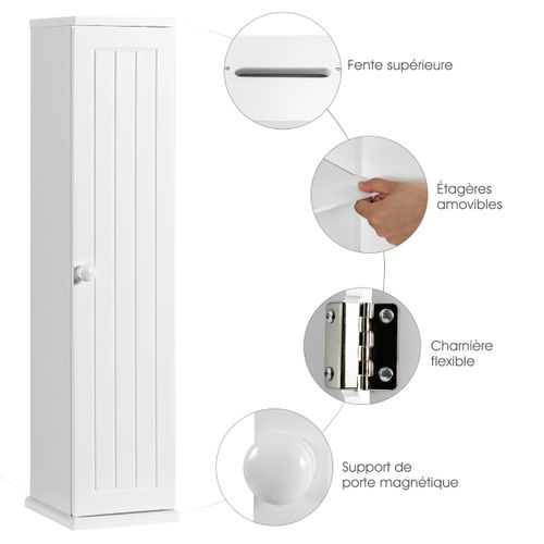 Tablette Pour Salle De Bain, Porte-papier Sur Pied à 5 Niveaux 16x17x69cm Blanc